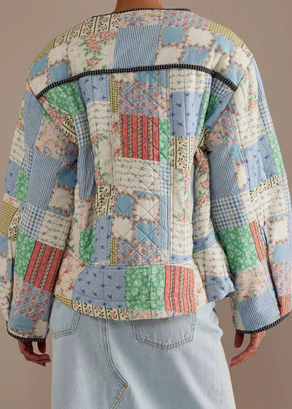 Cotton Quilted Jacket with Patchwork Design