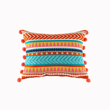 New Embroidered Retro Bohemian Style Cushion Cover Tassel Wool Ball  Cushion Cover