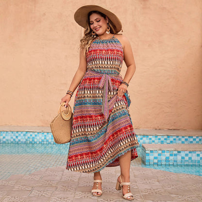 Floral Print Maxi Dress Sleeveless Boho Style
