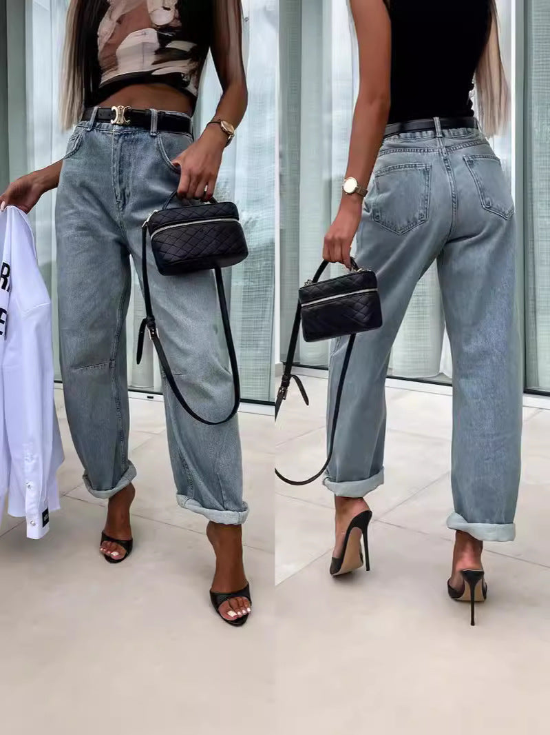 Casual Wide-Leg Denim Jeans for Women
