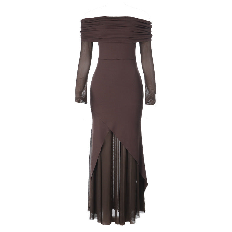 Off-Shoulder A-Line Maxi Dress Elegant Evening Gown