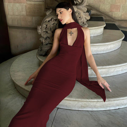 Sexy Backless Irregular Cutout Maxi Dress for Women