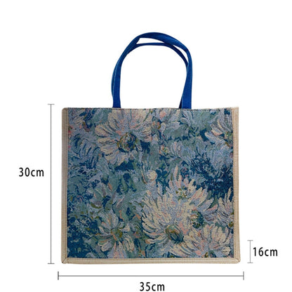 Embroidered Linen Tote Bag Stylish Casual Bag