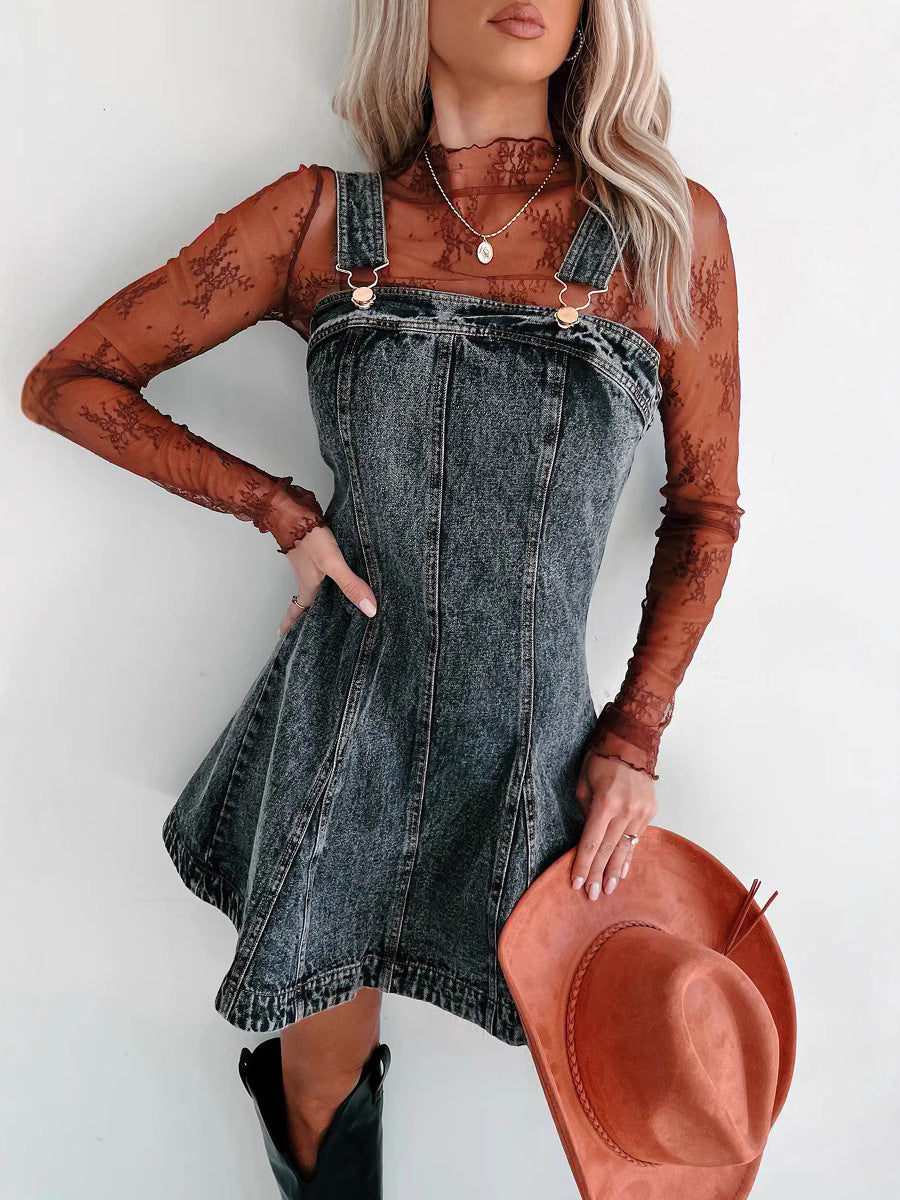 Trendy Casual Denim Slip Dress