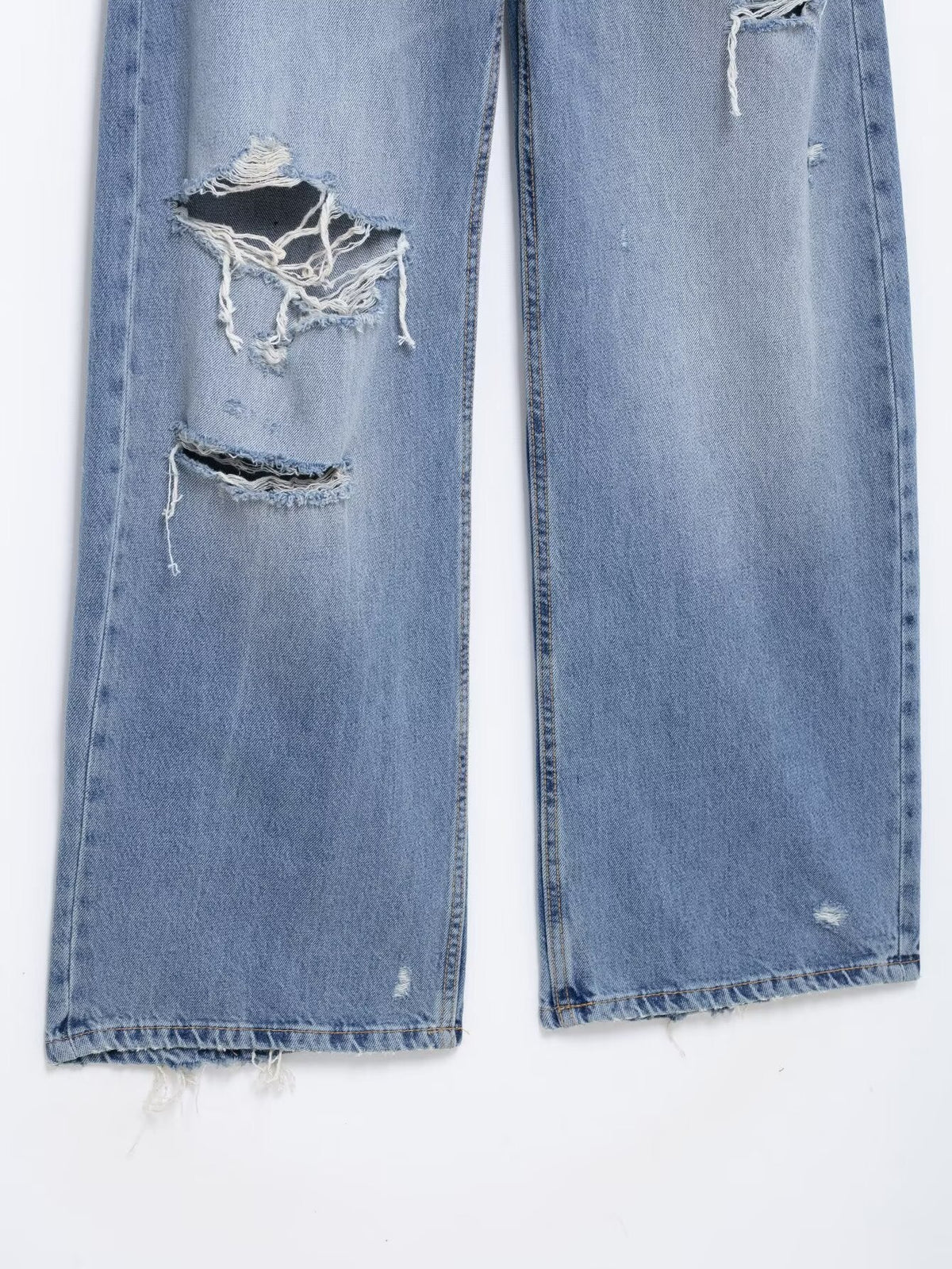 Casual Distressed Loose Mid Rise Jeans
