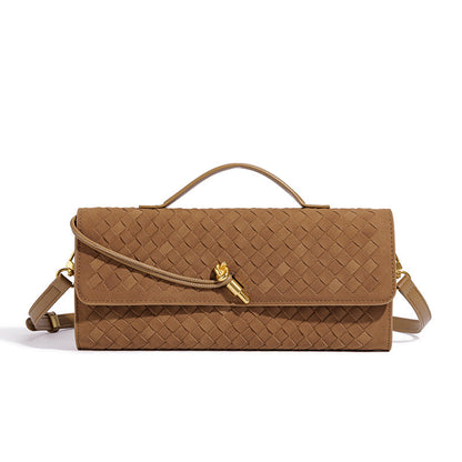 Vintage Woven Evening Satchel Suede Handbag