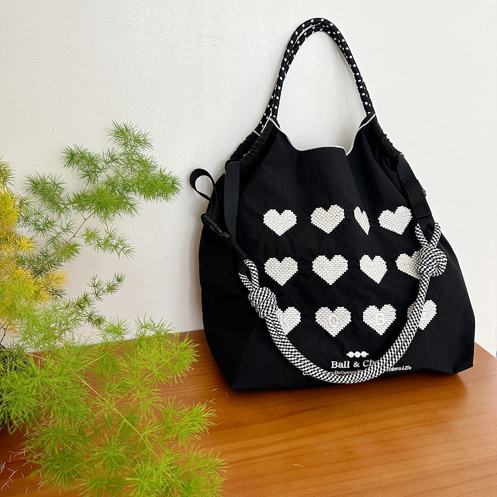 Love Embroidered Large Capacity Shopping Bag