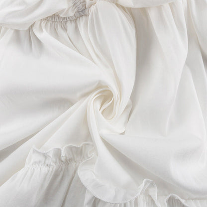V-Neck Ruffle Sleeve White Dress Trendy Casual Dress