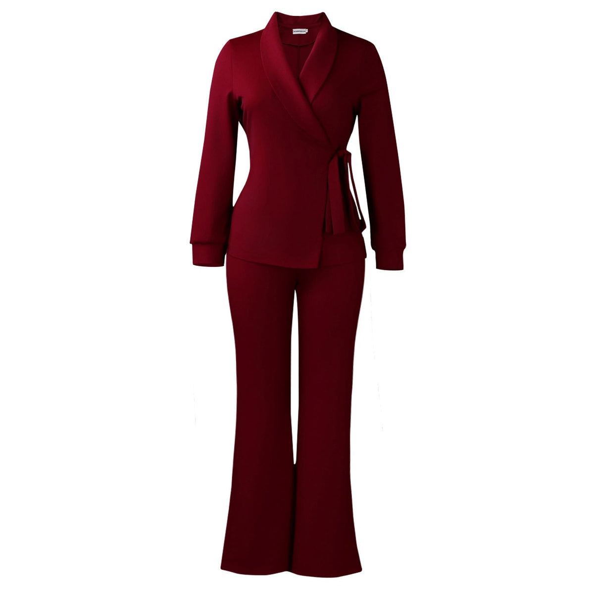 Trendy Women'S Suit Set With Tie-Front Blazer And Trousers