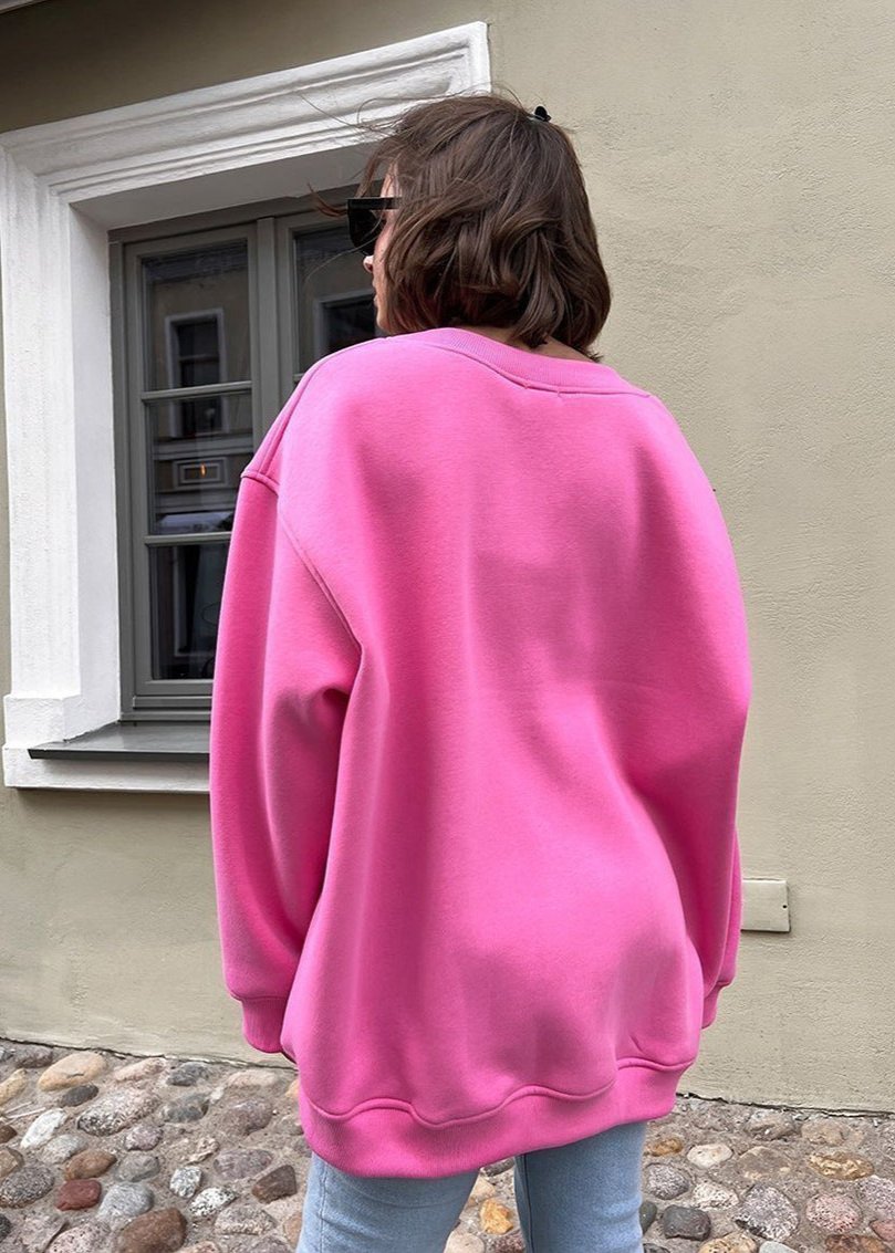 Oversized Cotton Blend Sweatshirt Navy Comfortable