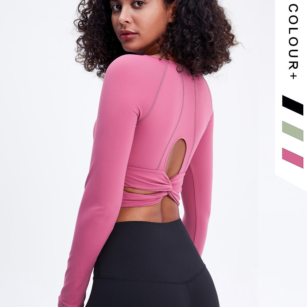 Quick-Dry Breathable Yoga High-Elastic Tight Shorts Stylish Long-Sleeved Fitness Yoga Top Girl