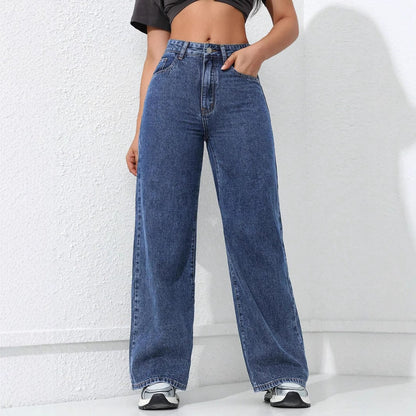 Trendy Washed Wide Leg Baggy Denim Pants