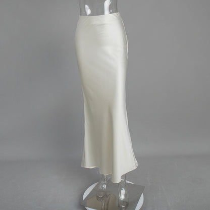 Mermaid Tail Satin Maxi Skirt Elegant Street Style
