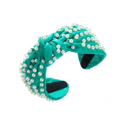 Trendy Faux Leather Pearl Headband for Women