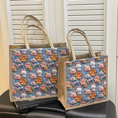 Stylish 3D Patterned Linen Tote Bag for Women