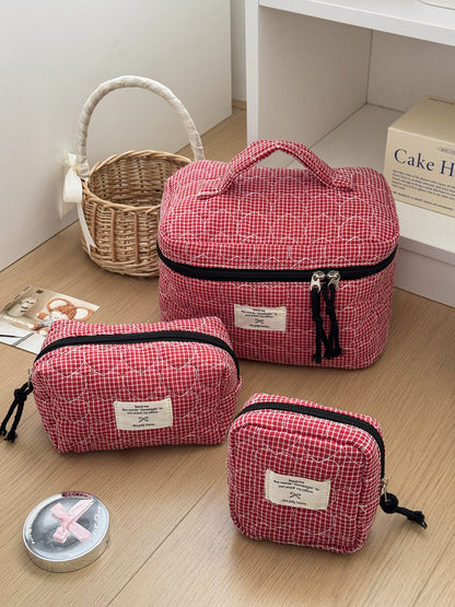 Heart Quilted Cosmetic Bag Stylish Portable Storage