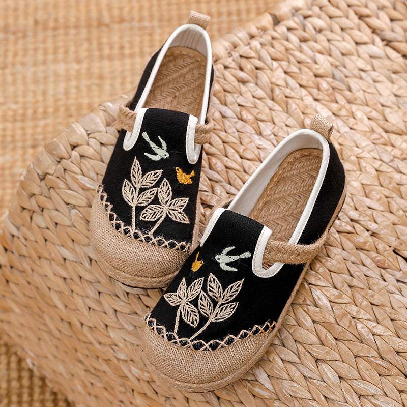 Ethnic Style Embroidered Cloth Shoes, New Hand-Embroidered Linen Shoes, Soft-Soled Breathable Woven Women'S Shoes