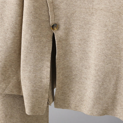 2+ Stand Collar Side Split Knit Sets