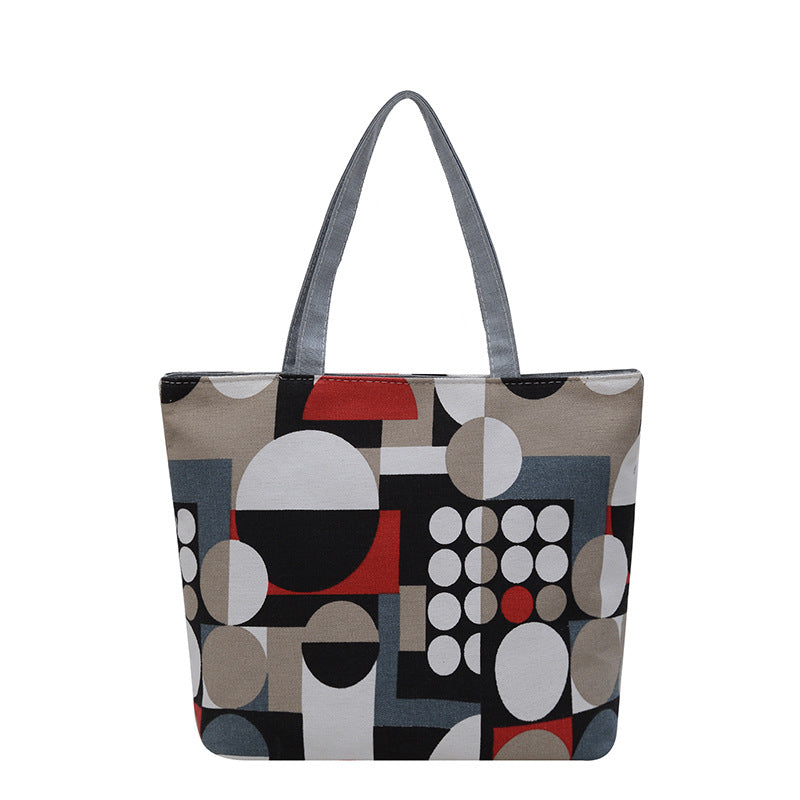 Floral Canvas Tote Bag Stylish Large Capacity Shopping Bag