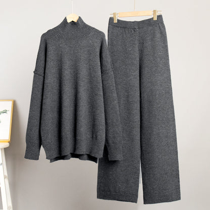 Cozy Turtleneck Sweater Set for Women with Relaxed Fit