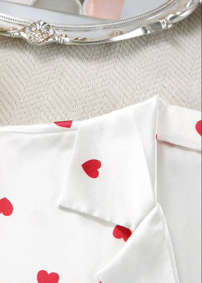 Satin Heart Pajama Set Two Piece Sleepwear