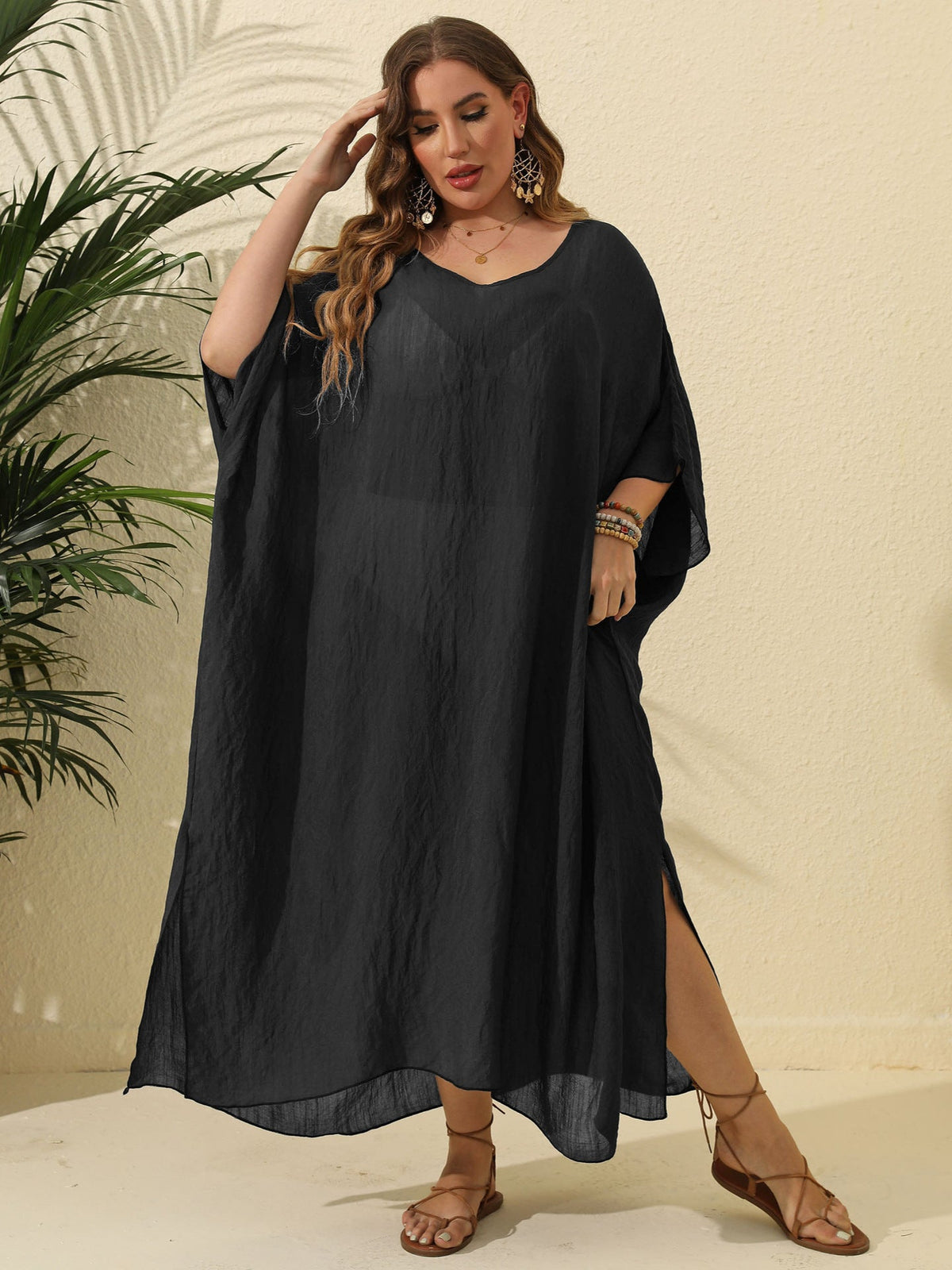 Women鈥檚 Maxi Dress Solid Color Loose Fit Beach Vacation Dress
