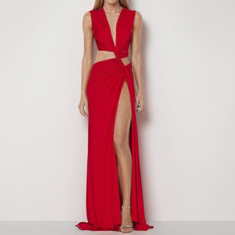 Sexy Hollow Out Irregular Midi Dress