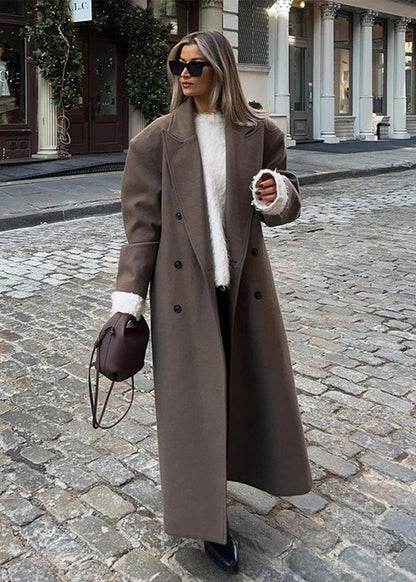 Oversized Double Breasted Wool Coat Khaki