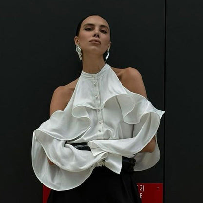 Trendy French-Inspired Ruffle Sleeve Blouse