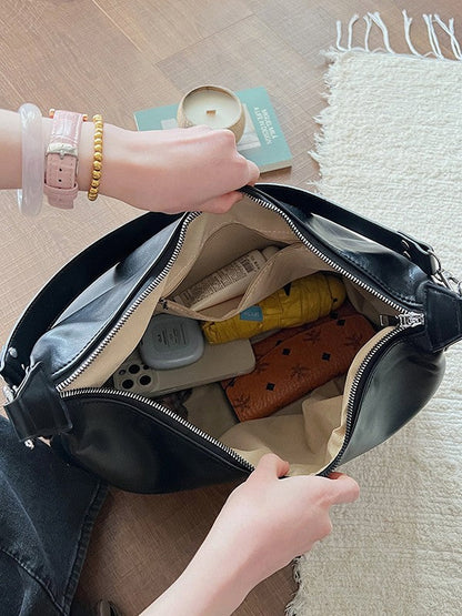 Trendy Chic One-Shoulder Bag With Eyelet Zipper Decoration