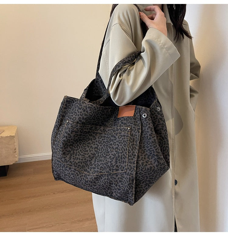 Leopaed Print Shoulder Bag Large Capacity Tote Bag
