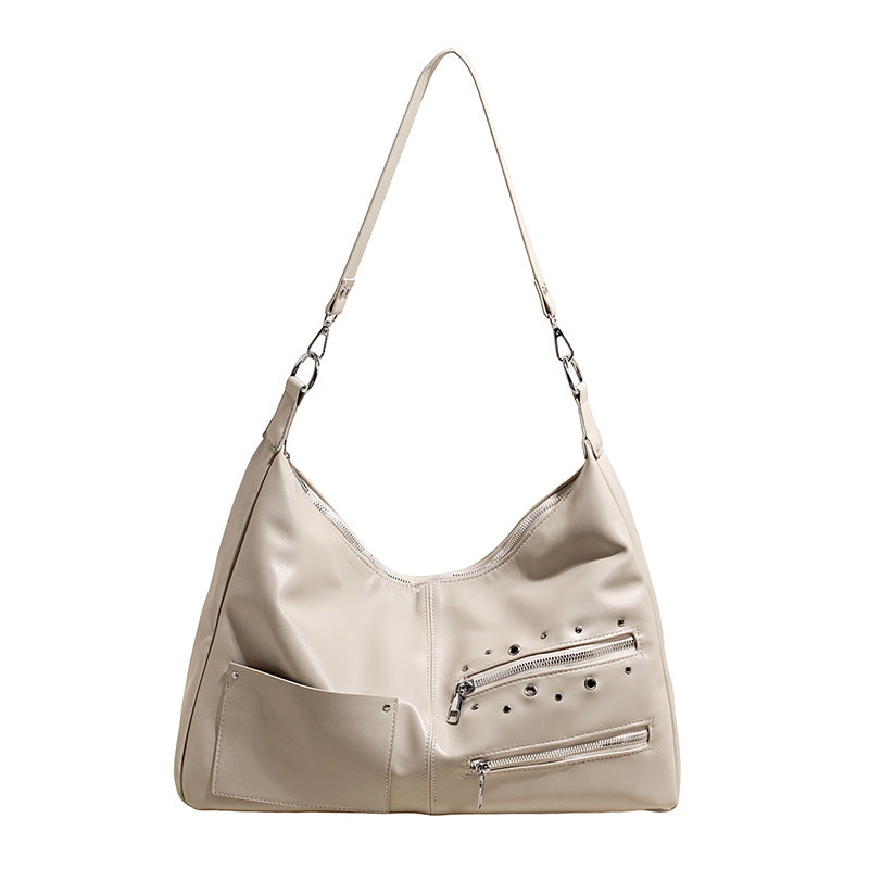 Trendy Chic One-Shoulder Bag With Eyelet Zipper Decoration
