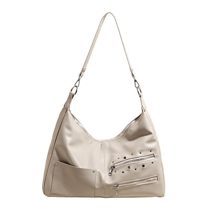 Trendy Chic One-Shoulder Bag With Eyelet Zipper Decoration