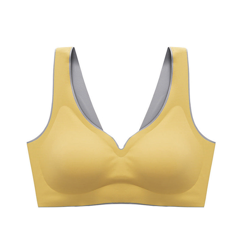 Solid Color Latex Underwear With One-Piece Contrasting Color And Beautiful Back, No Rims, Comfortable Buckles, Comfortable Vest Bra Women.