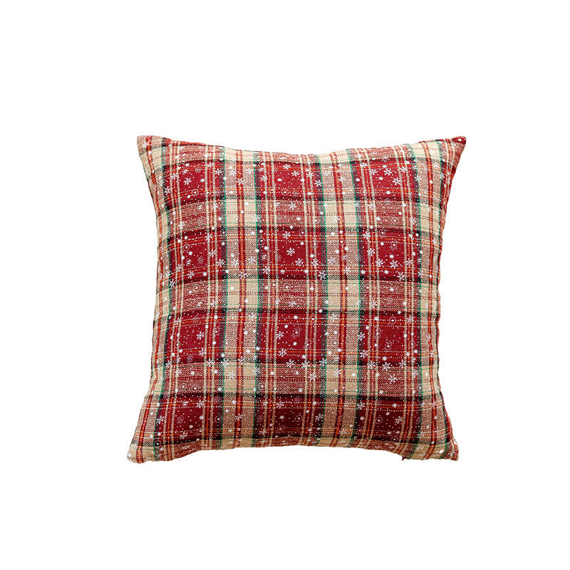 Classic Christmas Plaid Snowflake Throw Pillow Covers