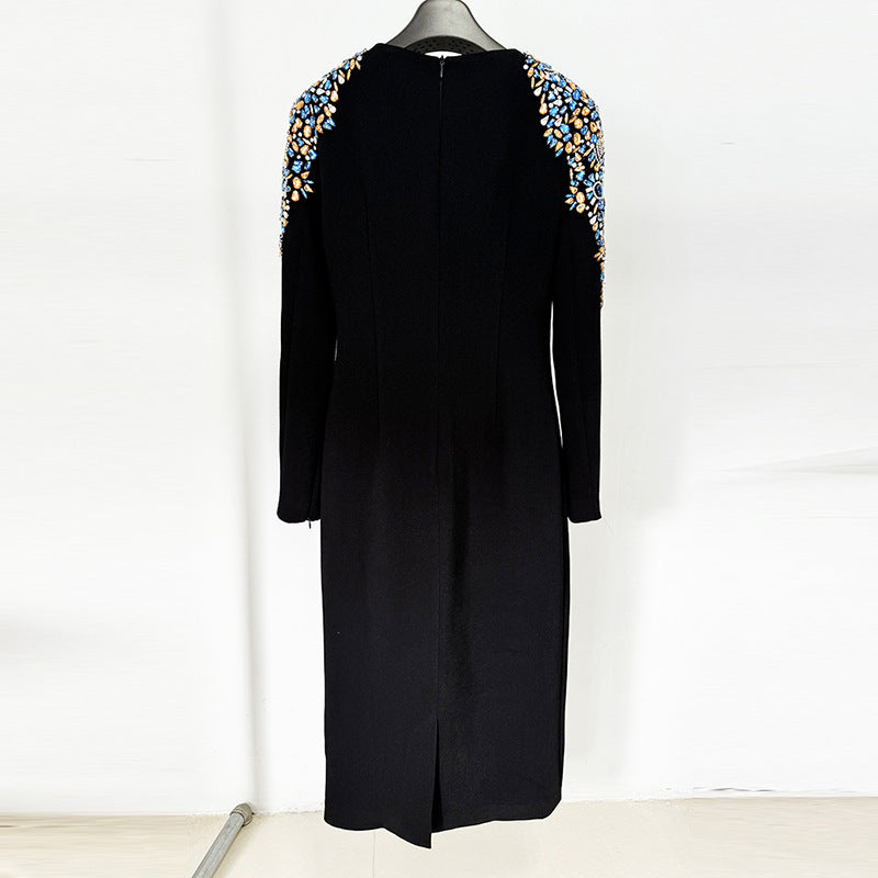 Fashionable Long Sleeve Embellished Dress