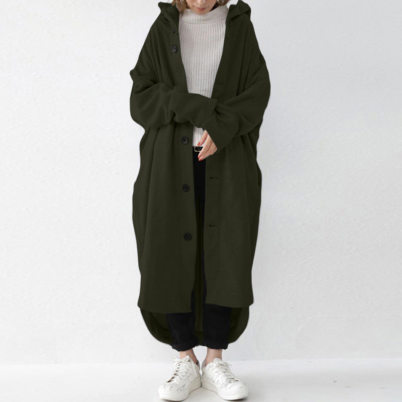 New Autumn And Winter Women'S Windbreaker Jacket, Women'S Hooded Mid Length Jacket