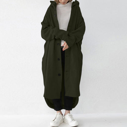 New Autumn And Winter Women'S Windbreaker Jacket, Women'S Hooded Mid Length Jacket