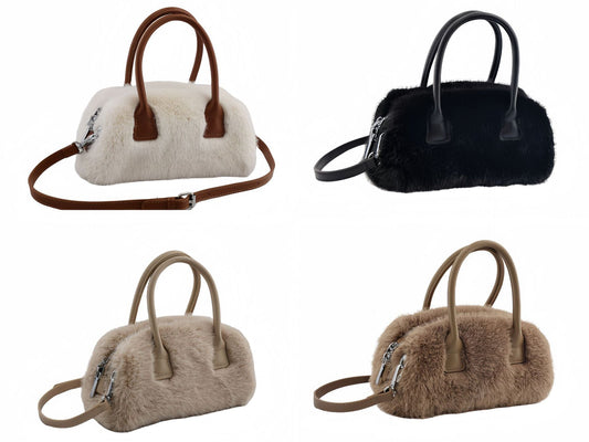 Vintage Winter Furry Faux Fur Tote Bag
