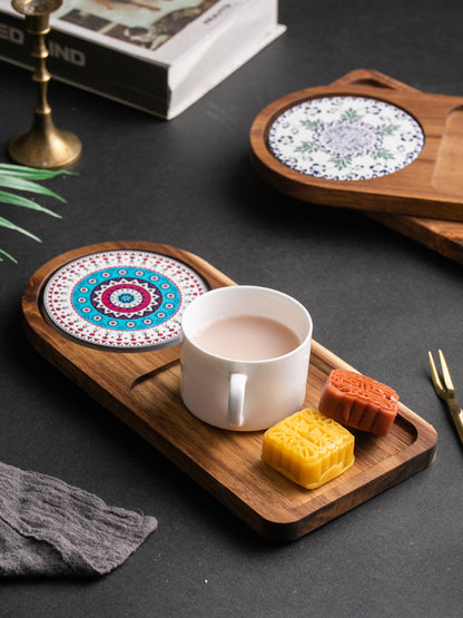 Solid Wood Tray, Water Cup, Plate, Vintage Bread, Dim Sum, Dessert Storage, Breakfast And Small Plate