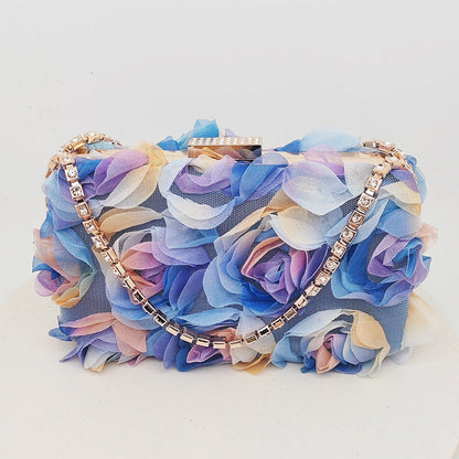 Chic Floral Chiffon Evening Clutch Party Bag