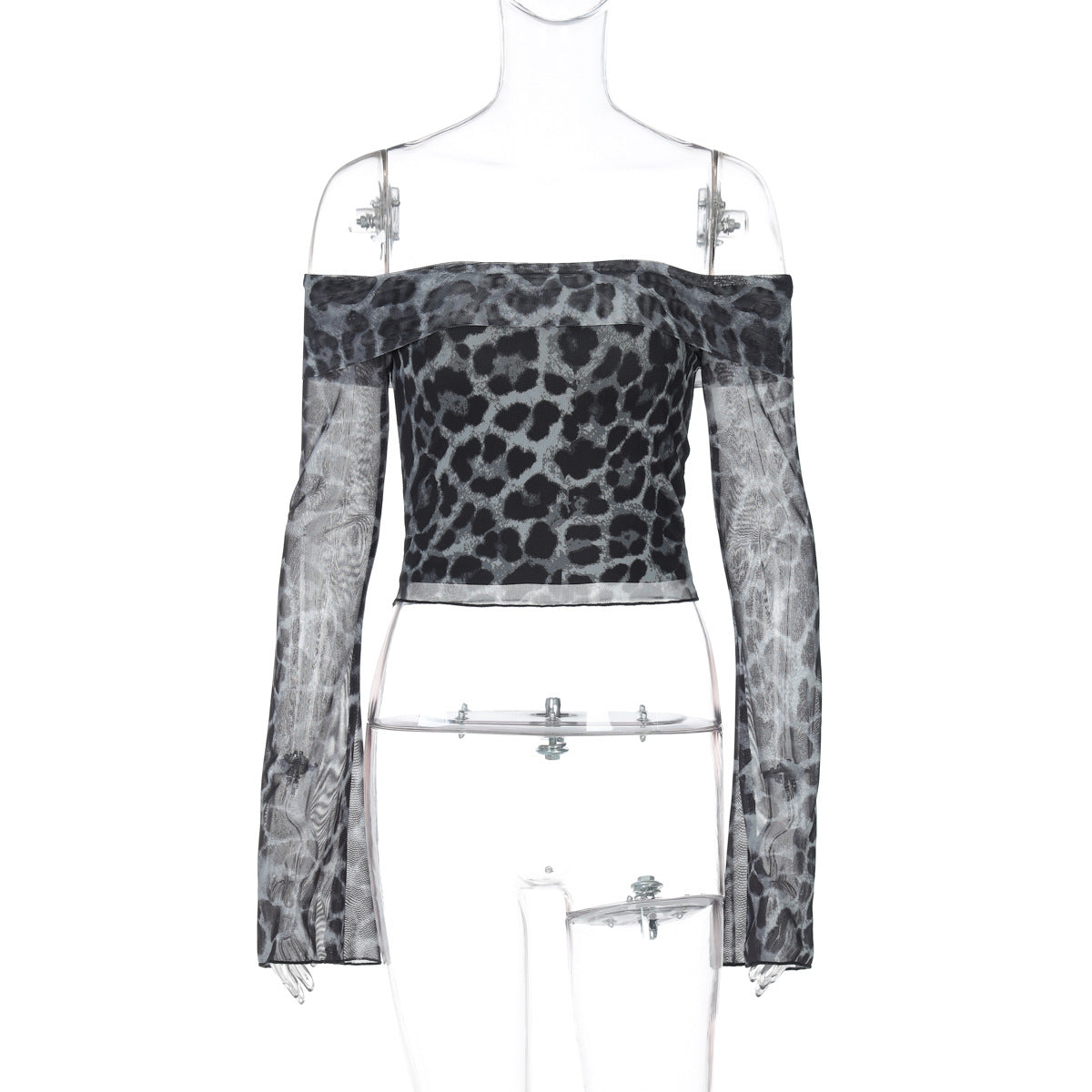 Sexy Off-Shoulder Leopard Print Crop Top for Women