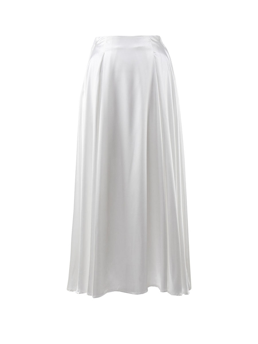 Elegant High-Waisted Satin Maxi Skirt for Women
