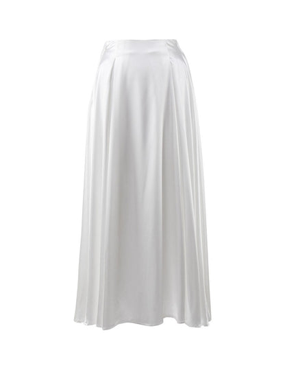 Elegant High-Waisted Satin Maxi Skirt for Women
