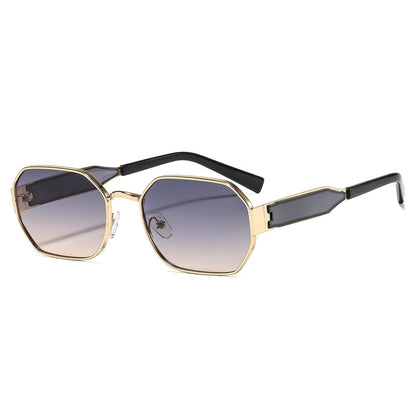 Polygon Metal Sunglasses UV400 Protection Trendy Outdoor Glasses