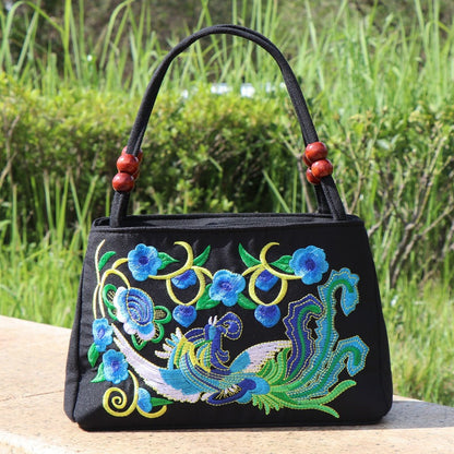 Ethnic Style Bag With Double-Sided Embroidery And Canvas Small Bag For Women'S Double-Layer Handbag Casual Trend Retro