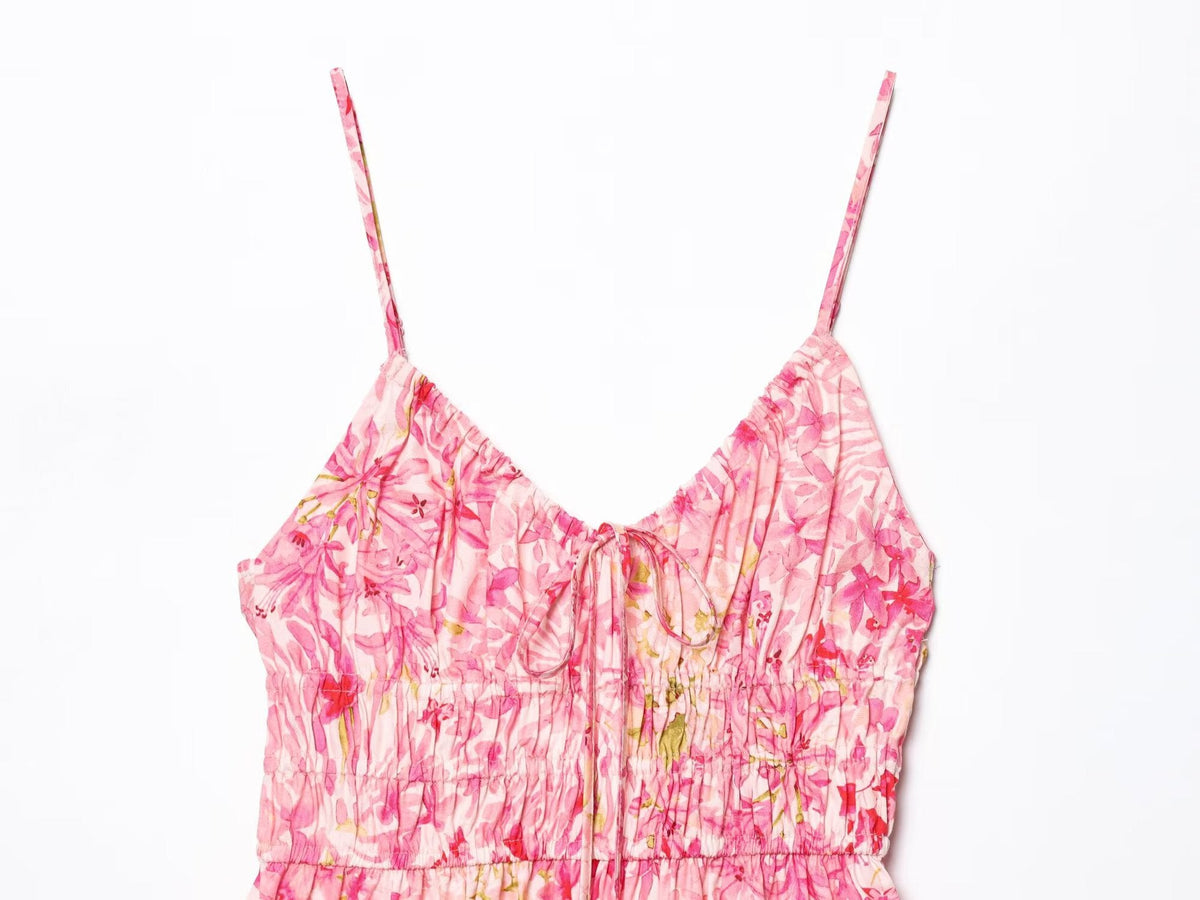Casual Floral Print Spaghetti Strap Maxi Dress