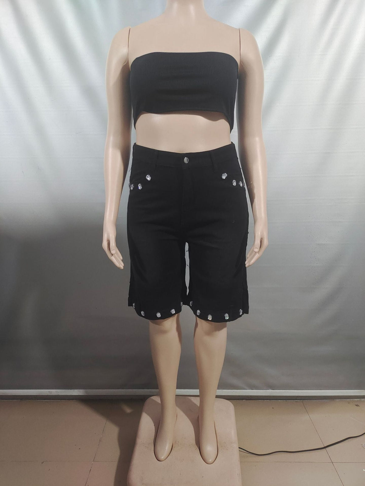 Casual High-Waisted Denim Shorts With 3D Pattern