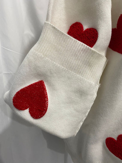 Casual Heart Embroidery Thicken Warm Knit Sweater