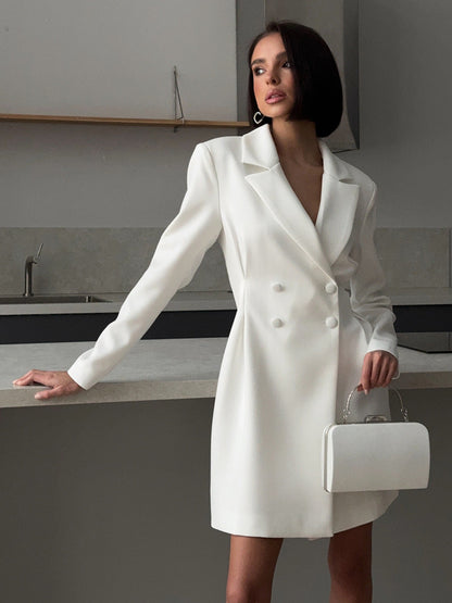 Elegant Blazer Dress V-Neck Short Dress